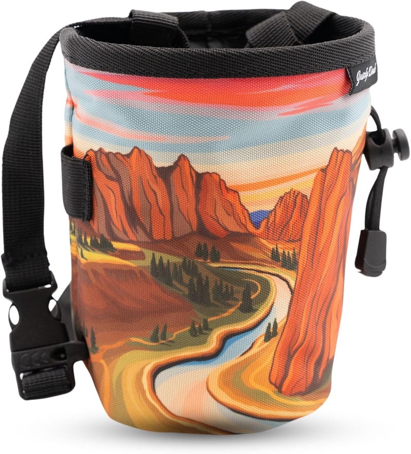 Gnarly Dood Rock Climbing Chalk Bag | for Outdoor, Gym, & Bouldering | Adjustable Waist Belt, Durable Drawstring Closure, & Zippered Pocket - Image 1